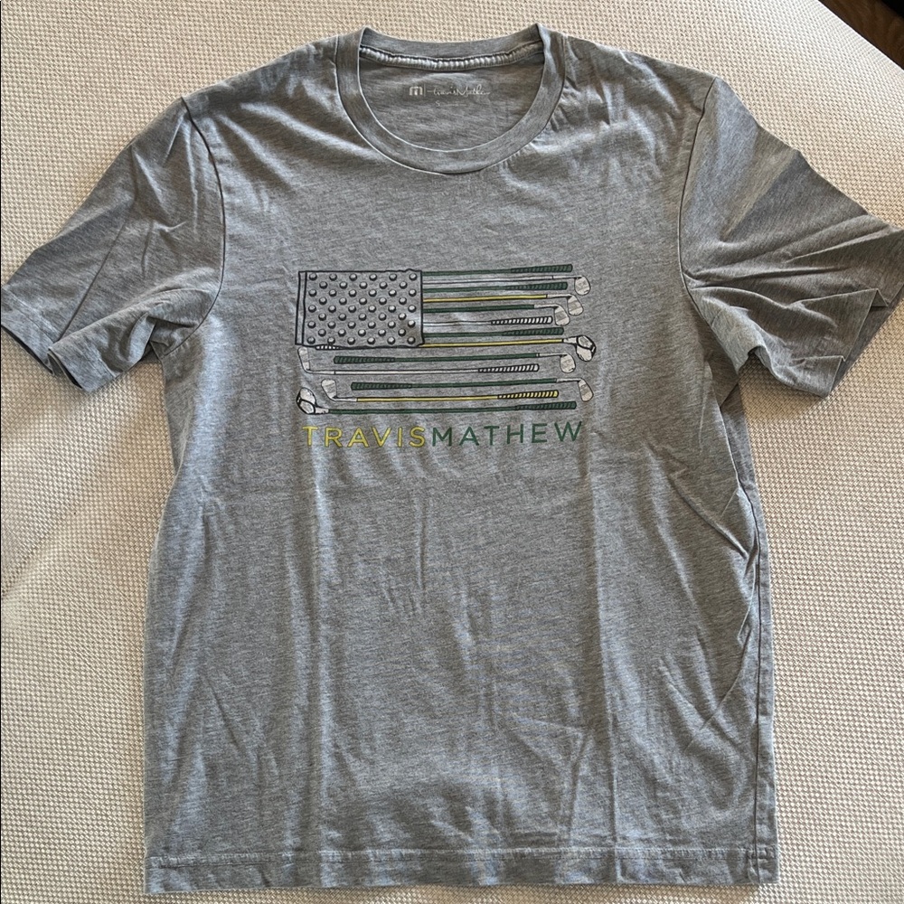 Travis Mathew Heather Gray Graphic Tee, Sz small